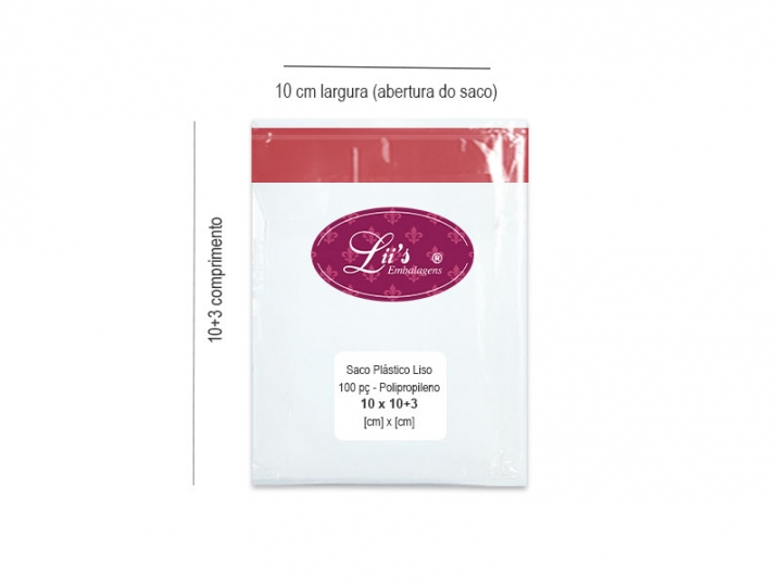 SACO LISO PP 10X10+3AD - 100 PÇ - 