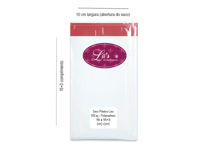 SACO LISO PP 10X15+3AD - 100 PÇ - 