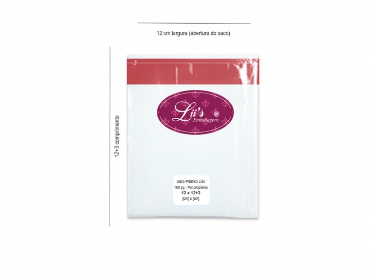 SACO LISO PP 12X12+3AD - 100 PÇ - 