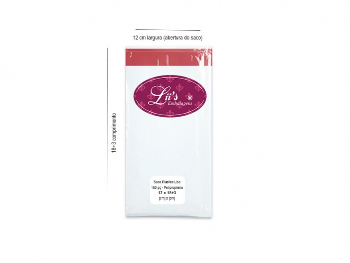 SACO LISO PP 12X18+3AD - 100 PÇ - 