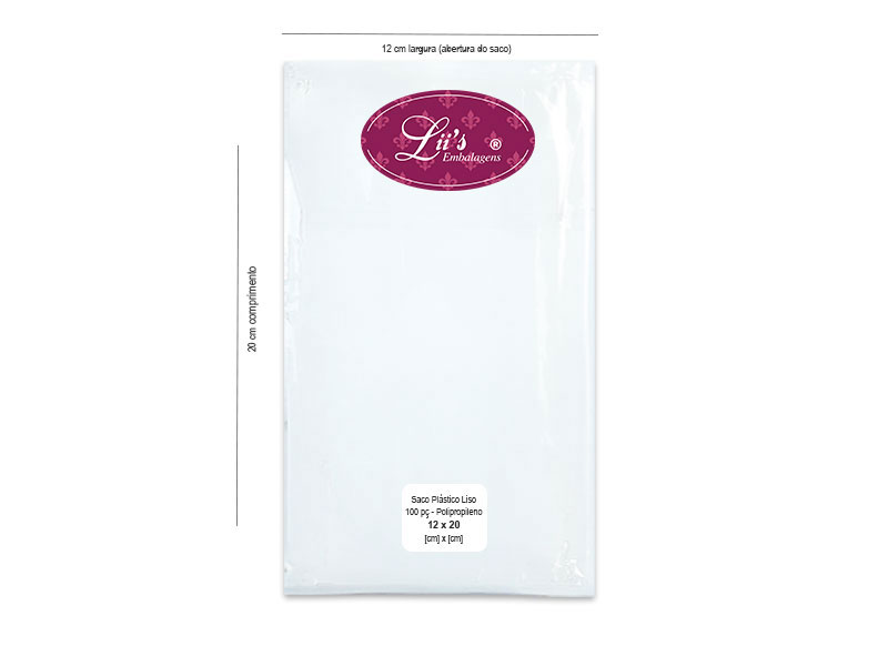 SACO LISO PP 12X20 - 100 PÇ - 