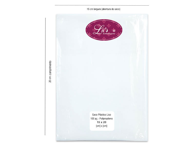 SACO LISO PP 15X20 - 100 PÇ - 