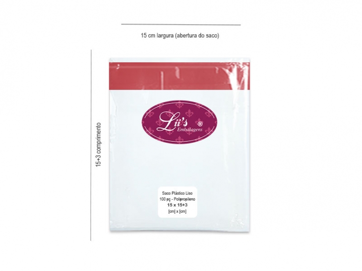 SACO LISO PP 15X15+3AD - 100 PÇ - 