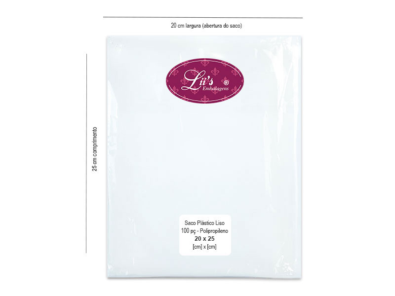 SACO LISO PP 20X25 - 100 PÇ - 
