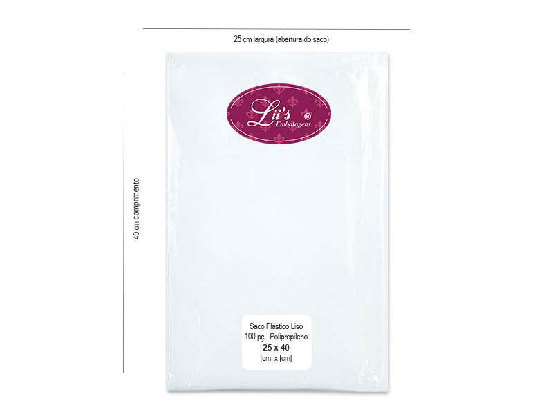 SACO LISO PP 25X40 - 100 PÇ - 