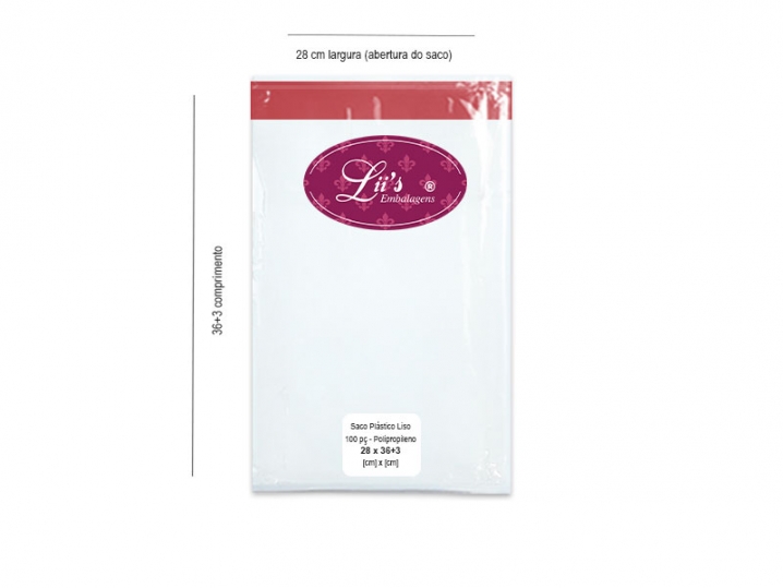 SACO LISO PP 28X36+3AD - 100 PÇ - 