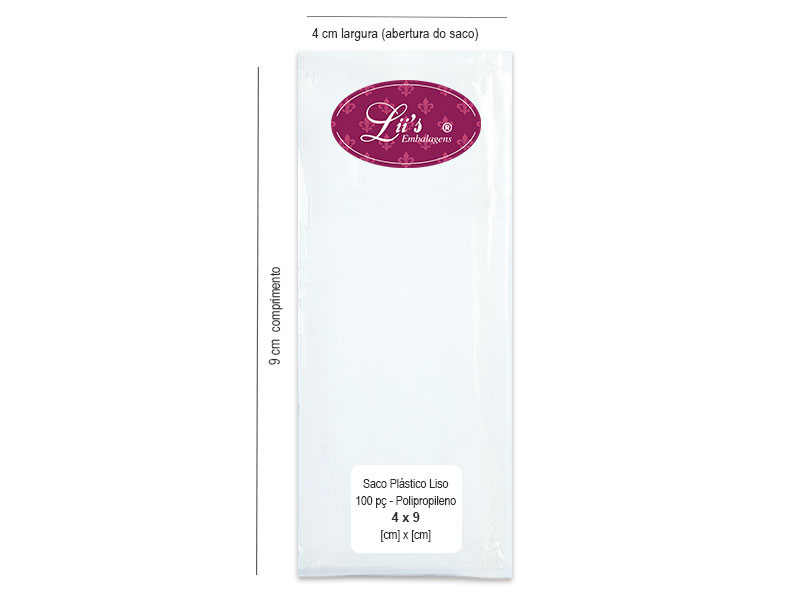 SACO LISO PP 4X9 - 100 PÇ - 