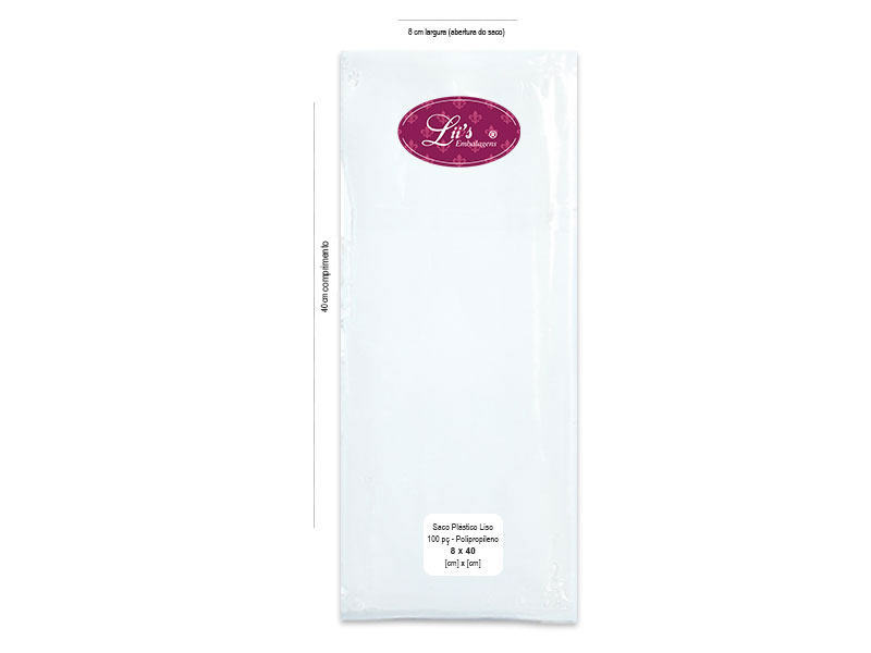 SACO LISO PP 8X40 - 100 PÇ - 