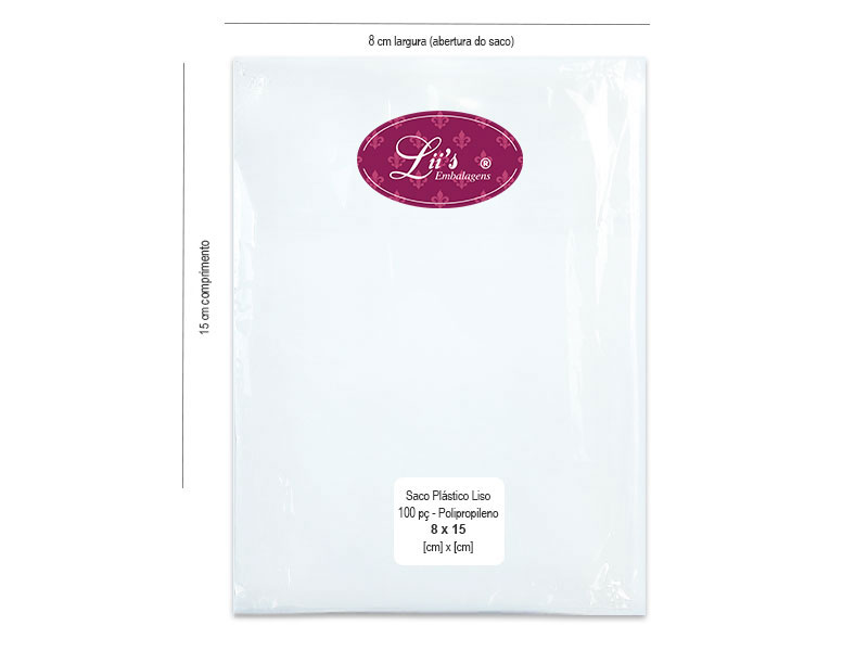 SACO LISO PP 8X15 - 100 PÇ - 