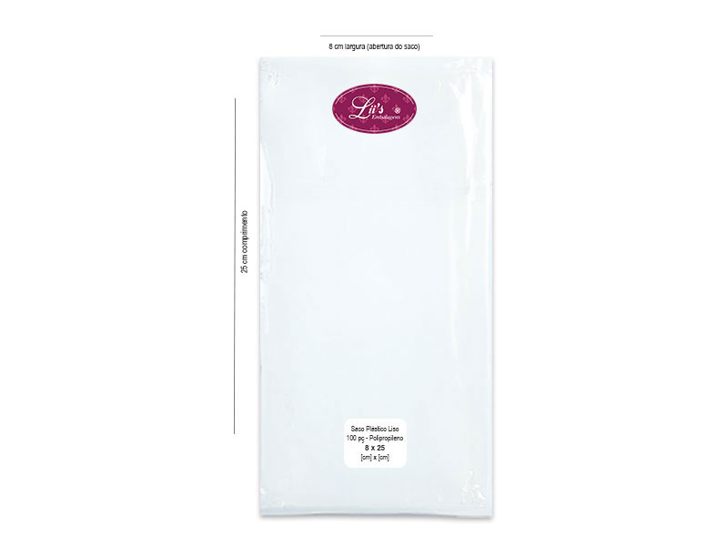 SACO LISO PP 8X25 - 100 PÇ - 