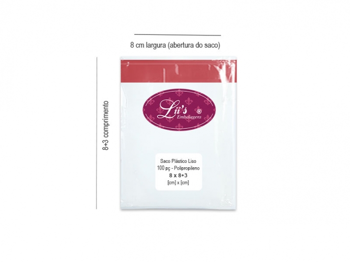 SACO LISO PP 8X8+3AD - 100 PÇ - 