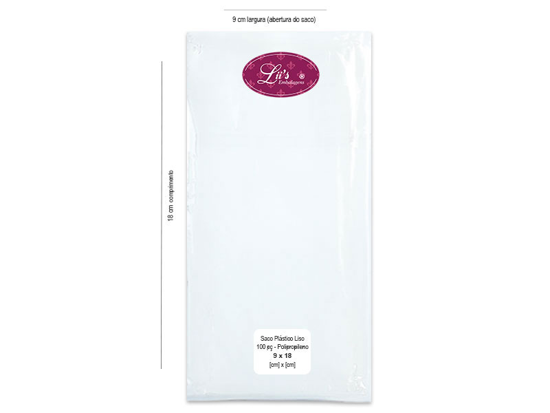 SACO LISO PP 9X18 - 100 PÇ - 