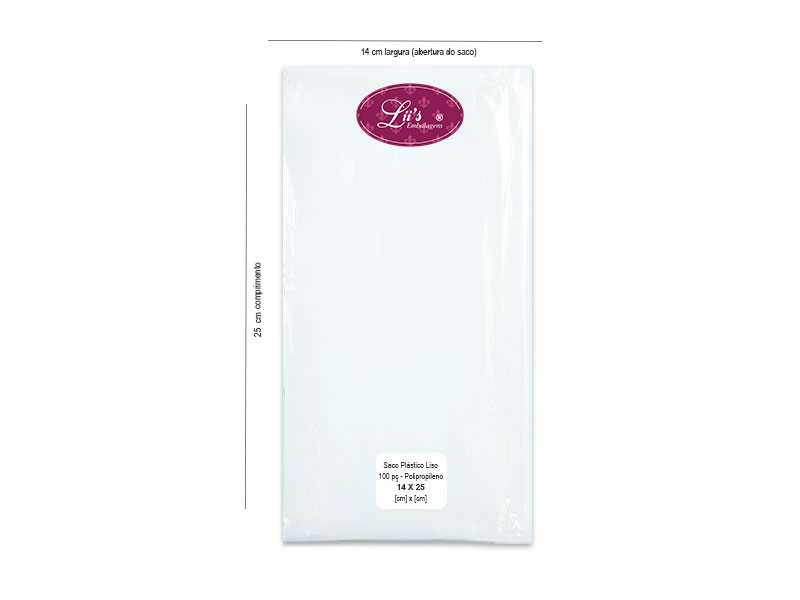 SACO LISO PP 14X25 - 100 PÇ - 
