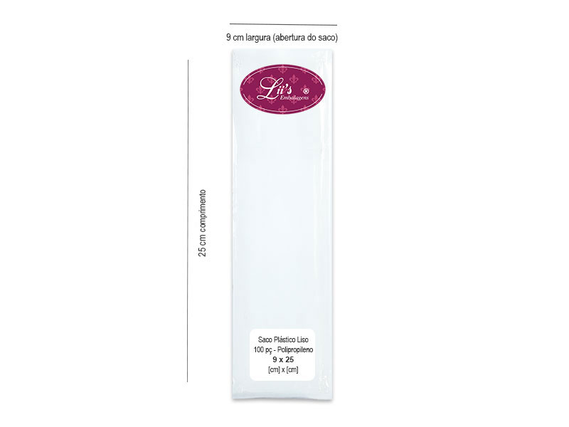SACO LISO PP 9X25 - 100 PÇ - 