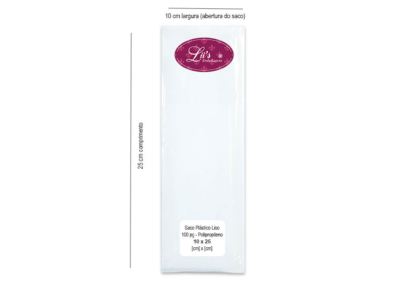 SACO LISO PP 10X25 - 100 PÇ