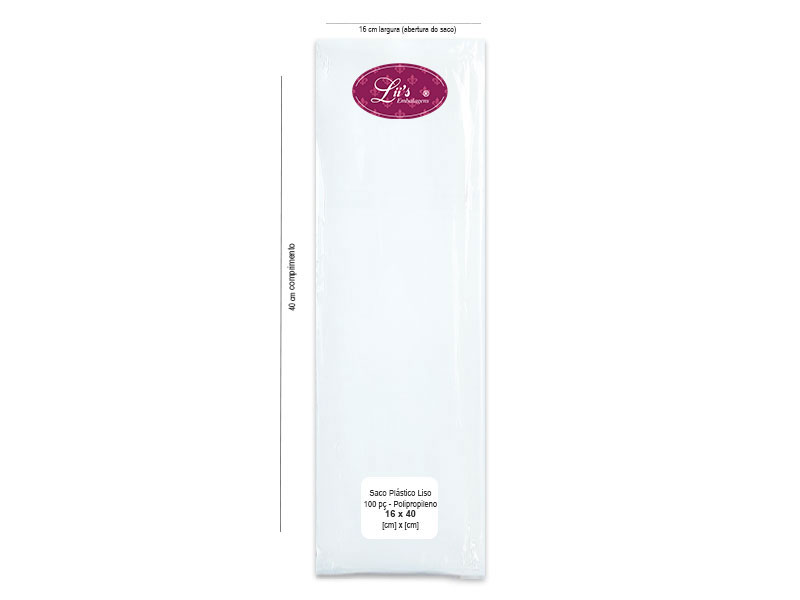 SACO LISO PP 16X40 - 100 PÇ