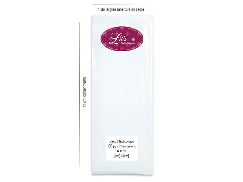 SACO LISO PP 4X11 - 100 PÇ