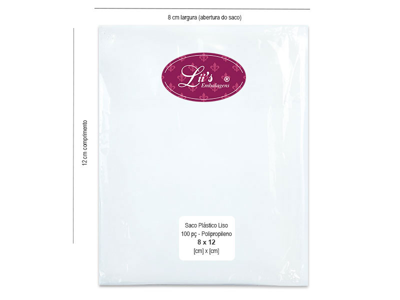 SACO LISO PP 8X12 - 100 PÇ