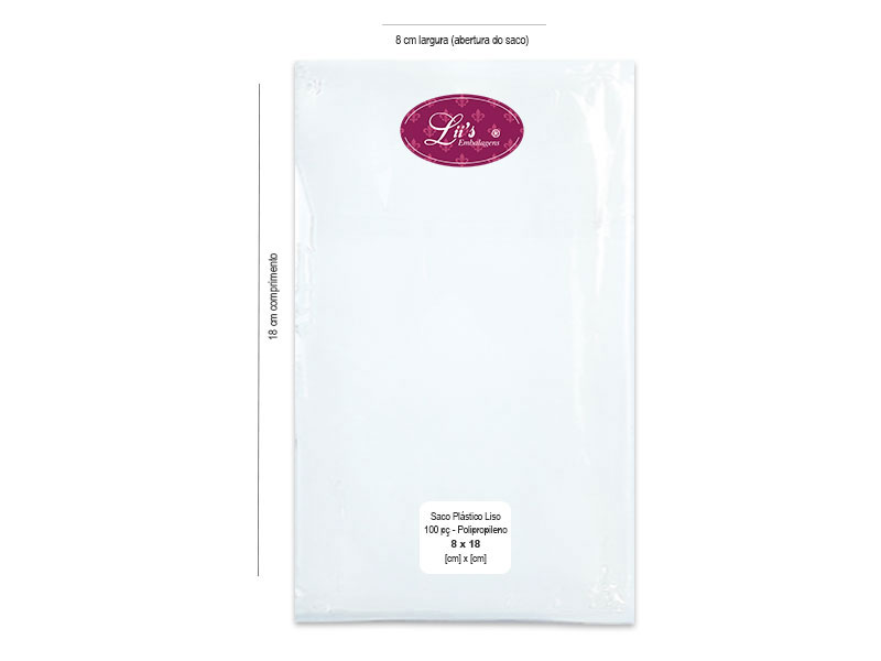 SACO LISO PP 8X18 - 100 PÇ