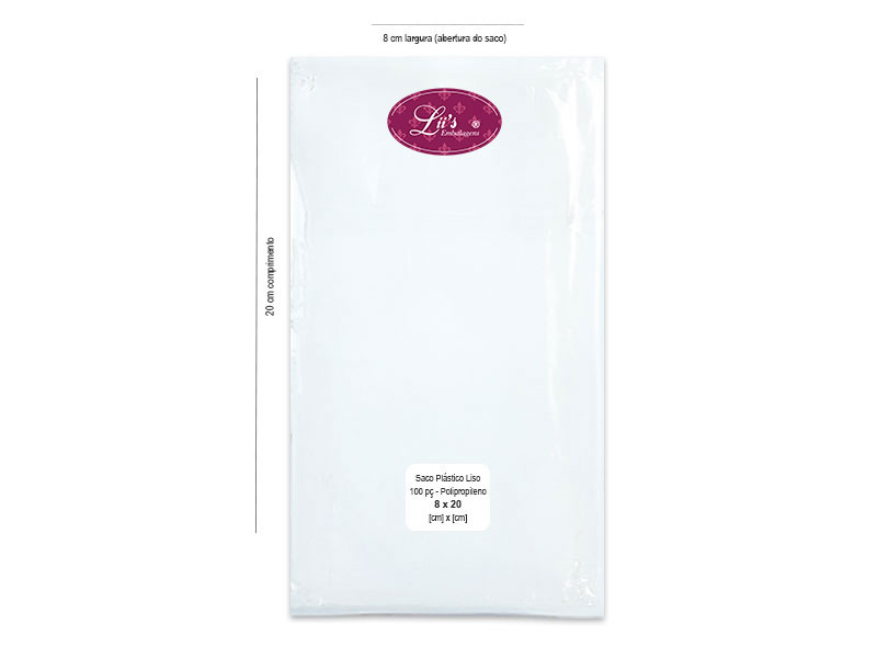 SACO LISO PP 8X20 - 100 PÇ