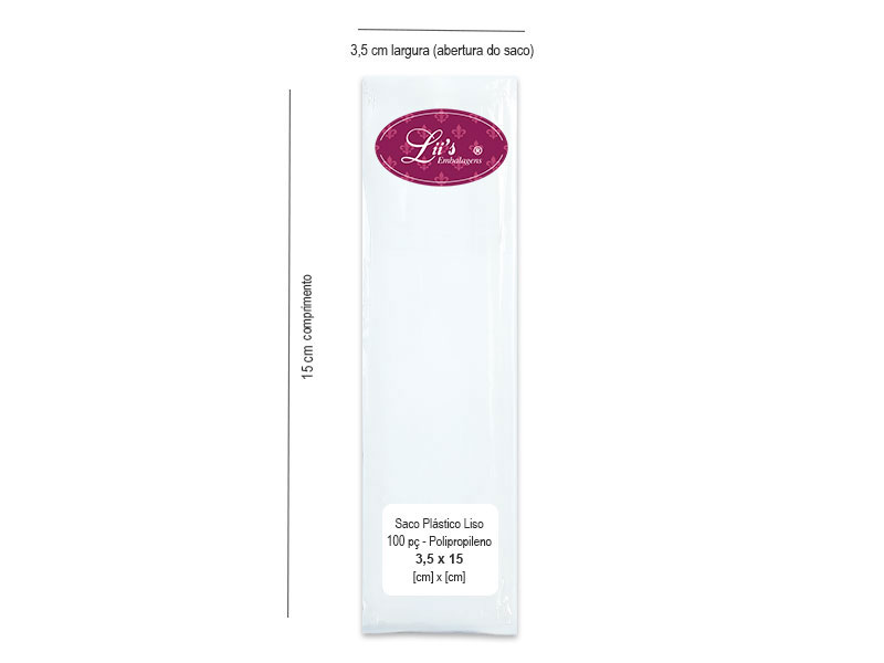SACO LISO PP 3.5X15 - 100 PÇ